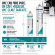 An infographic comparison chart for two water filter canisters: 4FC-PS and 7FC-PS. The image features product renderings, dimensions (15 inches by 21 inches), feature icons, and certification badges on a white background with French text.