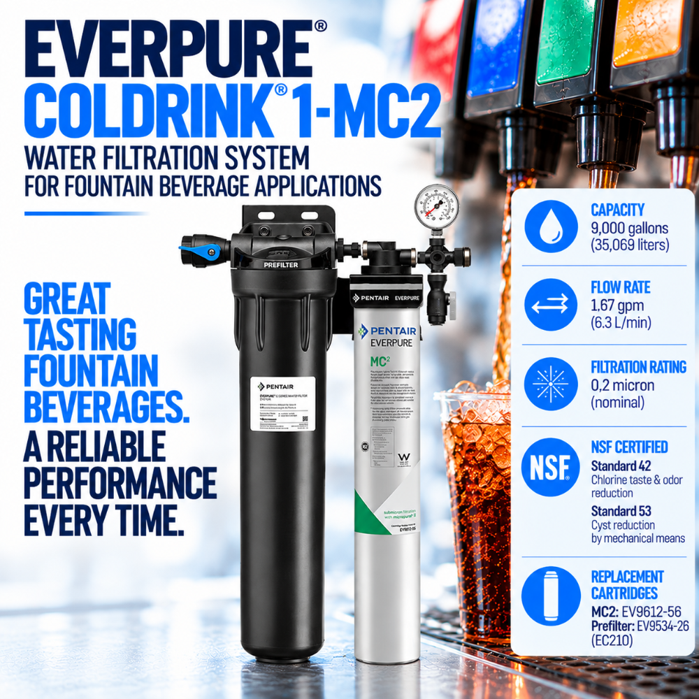 Everpure Coldrink 1-MC(2) Water Filter System EV932801, Everpure Coldrink 1-MC(2) Water Filter | Efilters | Free Shipping,Water Filter System