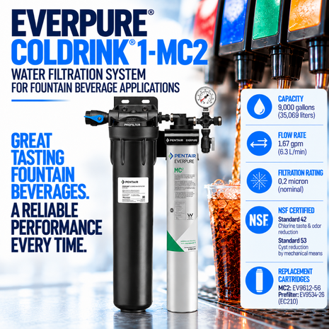 Everpure Coldrink 1-MC(2) Water Filter System EV932801, Everpure Coldrink 1-MC(2) Water Filter | Efilters | Free Shipping,Water Filter System