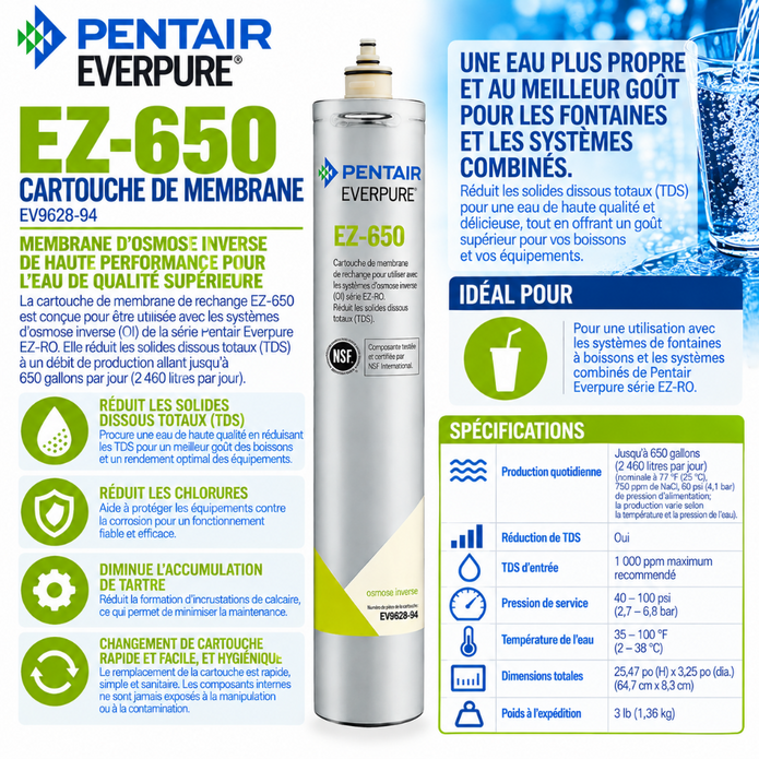 Everpure EZ650 RO Cartridge EV962894, Everpure EZ-650 Water Filter Cartridge EV962894 | Efilters.ca,Water Filter Cartridge
