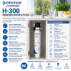Pentair Everpure H-300 Drinking Water System promotional graphic with product features, specifications, and certification badges on a white background.