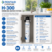 Pentair Everpure H-300 Drinking Water System promotional graphic with product features, specifications, and certification badges on a white background.