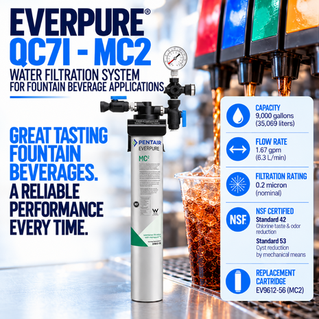 Everpure QC7iMC(2) Single Water Filter System EV927501, Everpure QC7i-MC Water Filter | Efilters | In stock free freight,Water Filter System