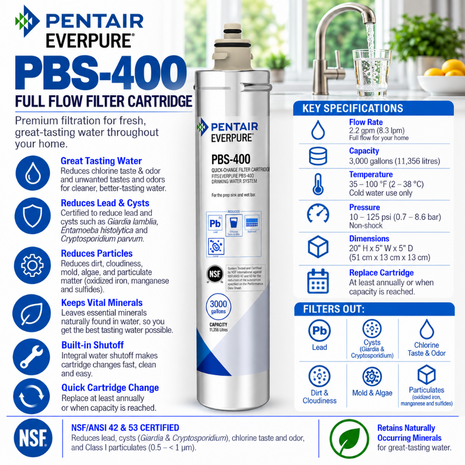 Everpure PBS400 'Full Flow' Water Filter Cartridge EV927086