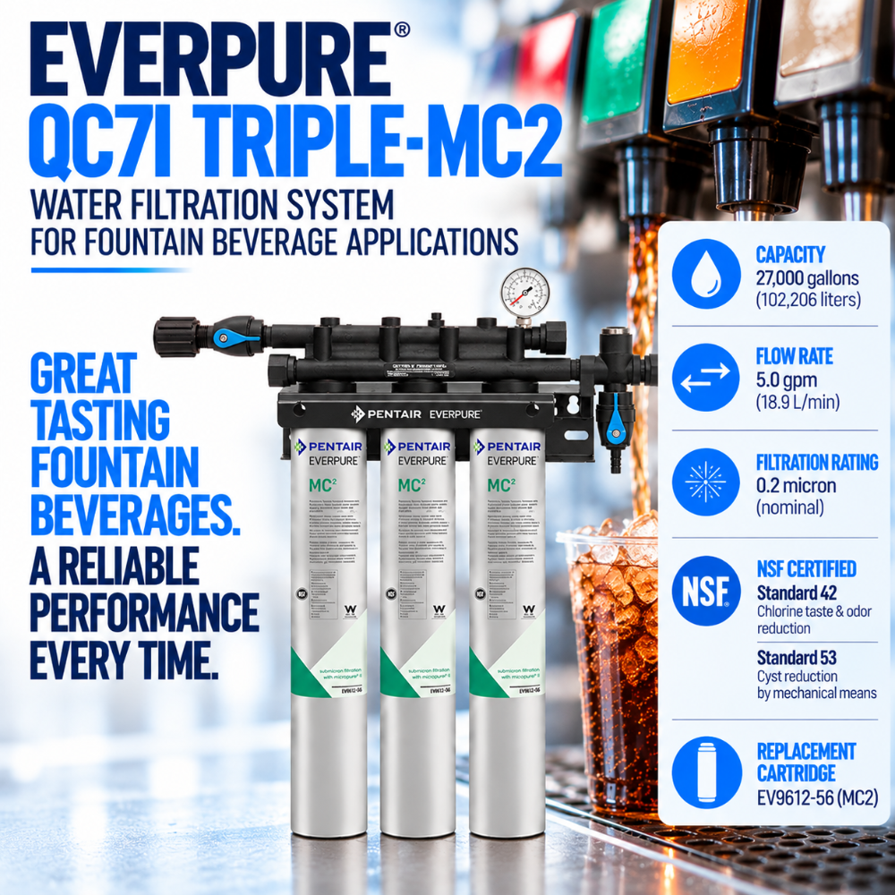 Everpure QC7iMC(2) Triple Water Filter System EV927503, Everpure QC7i-MC Triple Water Filter | Efilter | In stock free freight,Water Filter System