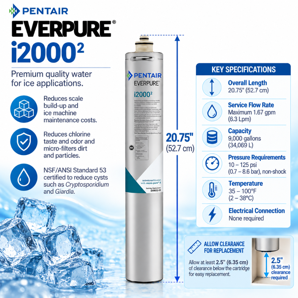 Everpure i2000(2) Water Filter Cartridge for Ice EV961222