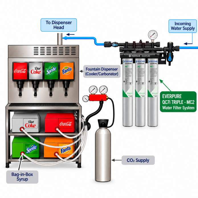Everpure QC7iMC(2) Triple Water Filter System EV927503, Everpure QC7i-MC Triple Water Filter | Efilter | In stock free freight,Water Filter System