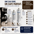 Promotional graphic for Pentair EverPure coffee maker water filters, showing two filter canisters (OCS2 1500 gallons and BH2 3000 gallons) alongside a coffee maker, a cup of coffee, and French text detailing benefits and capacities.