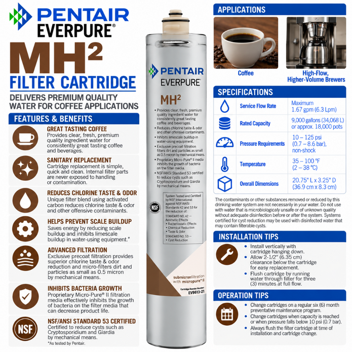 Everpure MH(2) Water Filter Cartridge for Coffee EV961321, Everpure MH Water Filter | Efilters | Shop today and we ship today!,Water Filter Cartridge