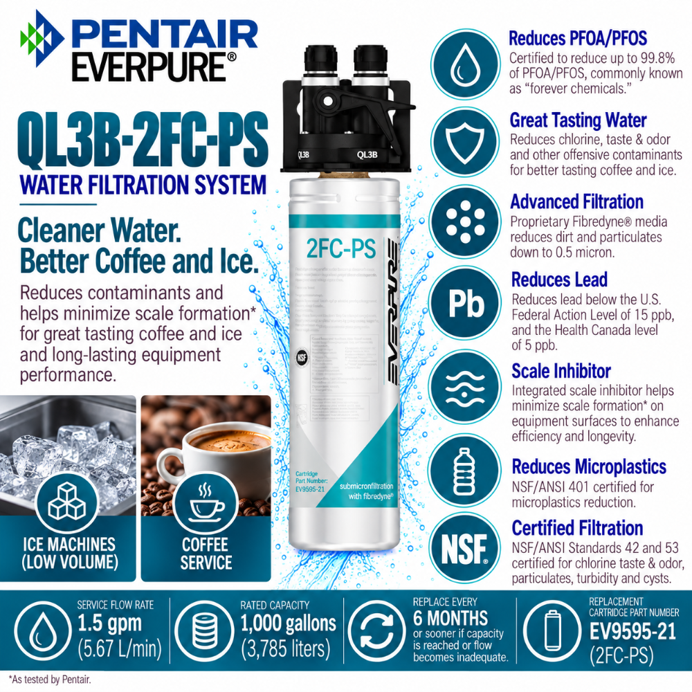Everpure QL3B-2FCPS Water Filtration System EV929810 (Forever Chemicals), Everpure QL3B-2FCPS System EV929810 | Forever Chemicals | Efilters ,Water Filter System