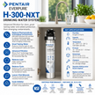 Pentair Everpure H-300 NXT Drinking Water System infographic with product specifications, benefits, and NSF certification marks on a white background.