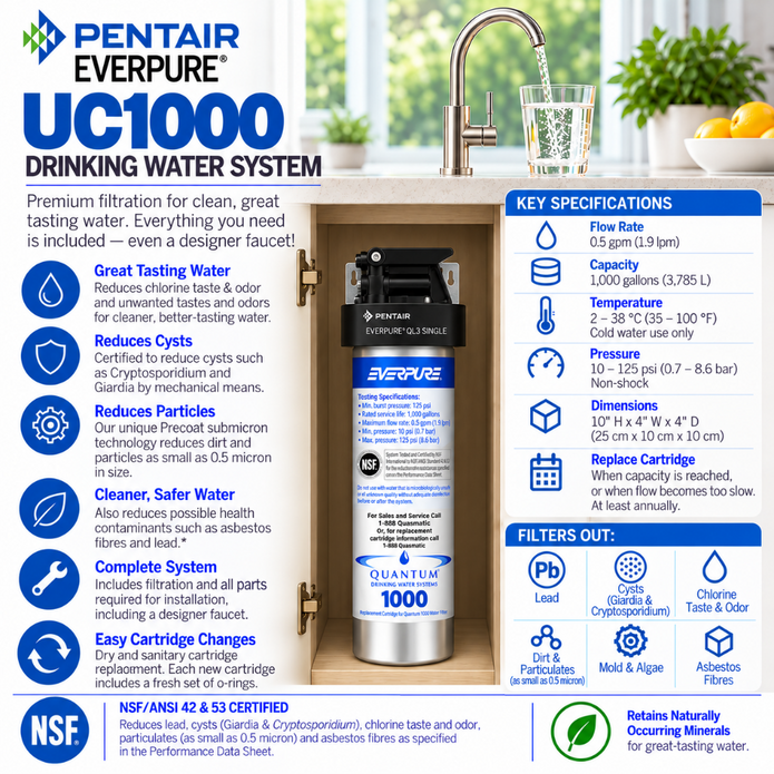 Everpure Quantum 1000 Drinking Water Filtration System Kit #UC1000, Everpure Quantum 1000 Water Filter Kit | Efilters | Shop today!,Water Filter System