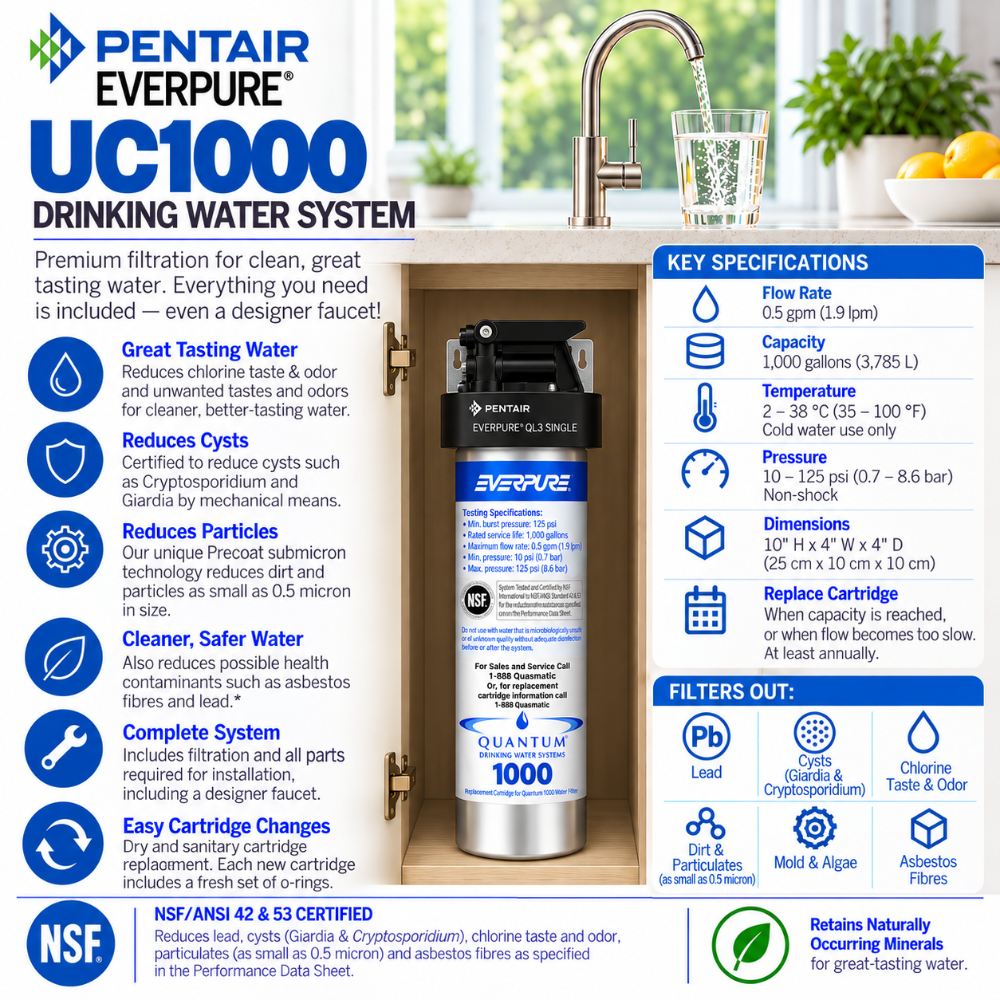 Everpure Quantum 1000 Drinking Water Filtration System Kit #UC1000, Everpure Quantum 1000 Water Filter Kit | Efilters | Shop today!,Water Filter System