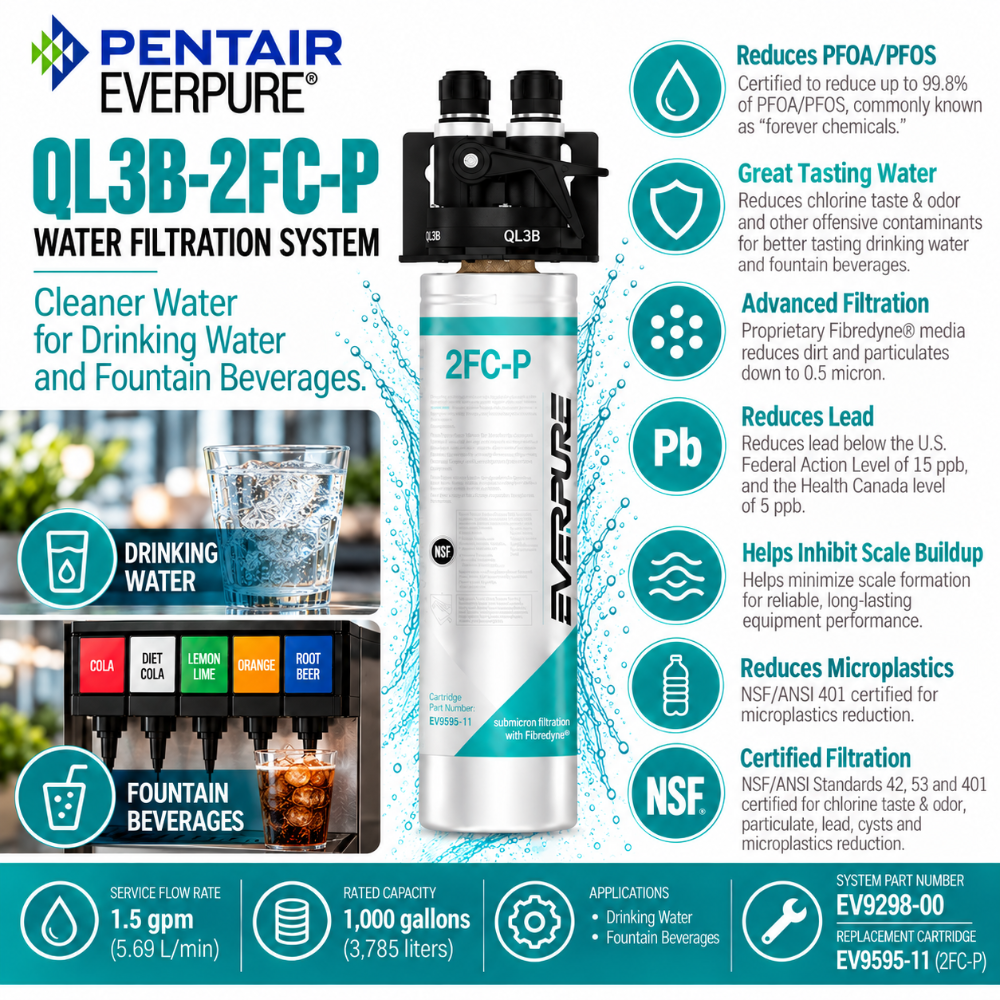Everpure QL3B-2FCP Water Filtration System EV929800 (Forever Chemicals)