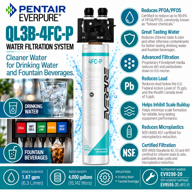 Everpure QL3B-4FCP Water Filtration System EV929820 (Forever Chemicals)