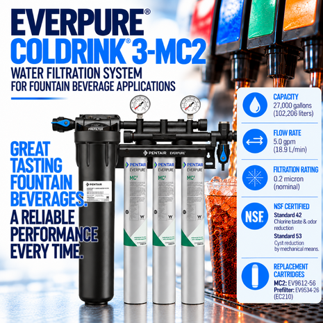 Everpure Coldrink 3-MC(2) Water Filter System for Fountain Pop EV932803, Everpure Coldrink 3-MC(2) Water Filter | Efilters | Free shipping!,Water Filter System