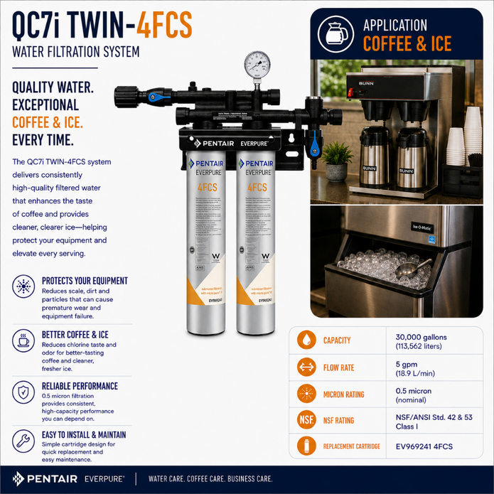 Everpure QC7i Twin 4FCS Water Filter System EV920282, Everpure QC7i Twin 4FCS Filter EV920282 | Efilters | Free Shipping,Water Filter System
